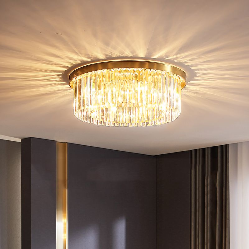Gold Schattierte Deckenbefestigung Einfache Kristall-Schlafzimmer-Deckenhalterung Licht Befestigung