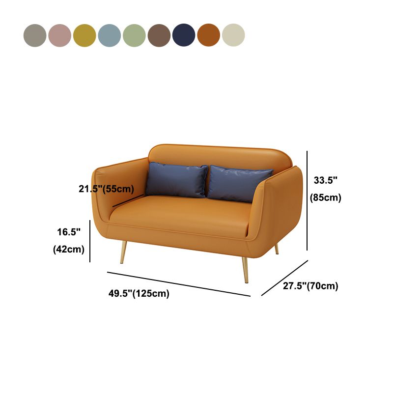 Glam Stationary Faux Leather Square Arm Living Room Stain Resistant Sofa