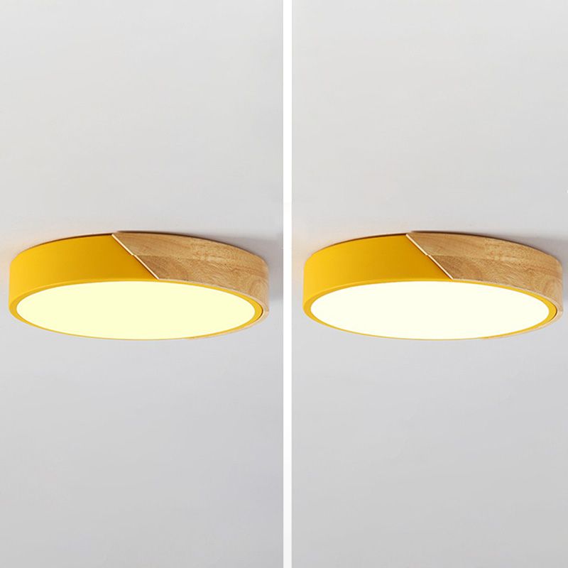 Modern Macaroon Round Shape Ceiling Lamp Iron LED Ceiling Light for Bedroom