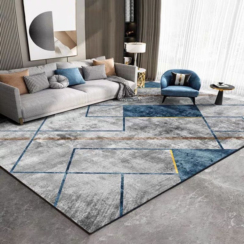 Nordic Living Room Rug Multicolored Geometric Printed Indoor Rug Anti-Slip Backing Pet Friendly Area Carpet