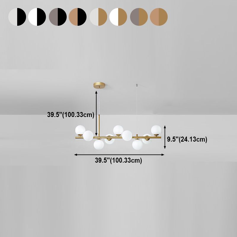 Moderne Insel Leichtes Multi-Head-Restaurant Hängende Lampe mit Globe Glass Shade