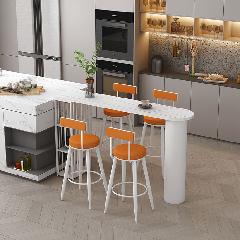 Contemporary Bar Dining Table with Shelves Indoor Bar Height Table Iron Base