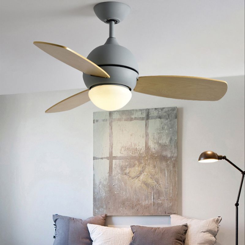 Acryl Dome Flan Lamp Modern Led Black/Gray/White Semi Flush Mount Plafing Armture met 3 houten messen, 36 "lang