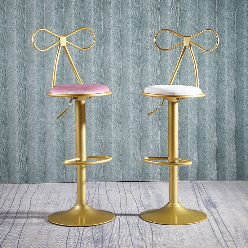 Glam Style Armless Counter Stool Upholstered Adjustable Height Bar Stool