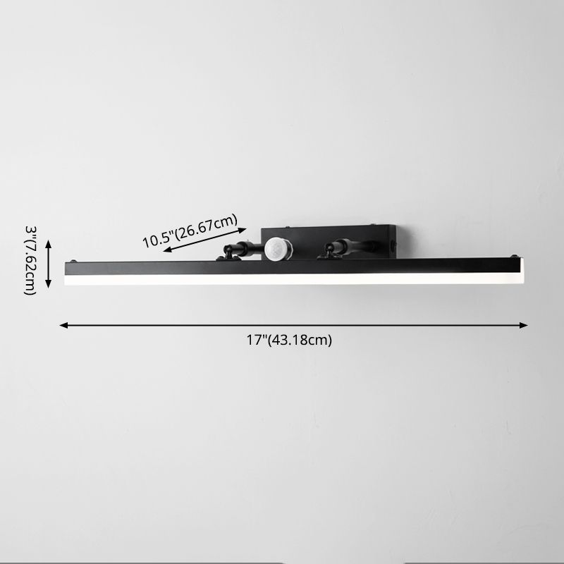 Moderner minimalistischer Stil Lineare Waschtischwandleuchten Metallbeleuchtung im schwarzen Finish