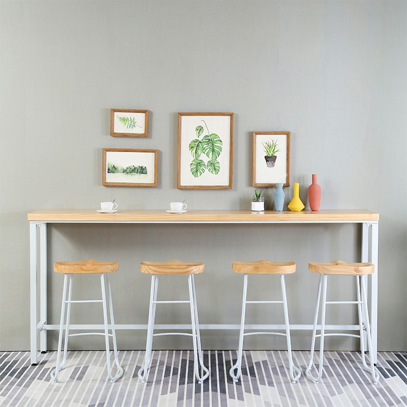 Modern Style Rectangle Bar Table Solid Wood Trestle Base Bar Dining Table