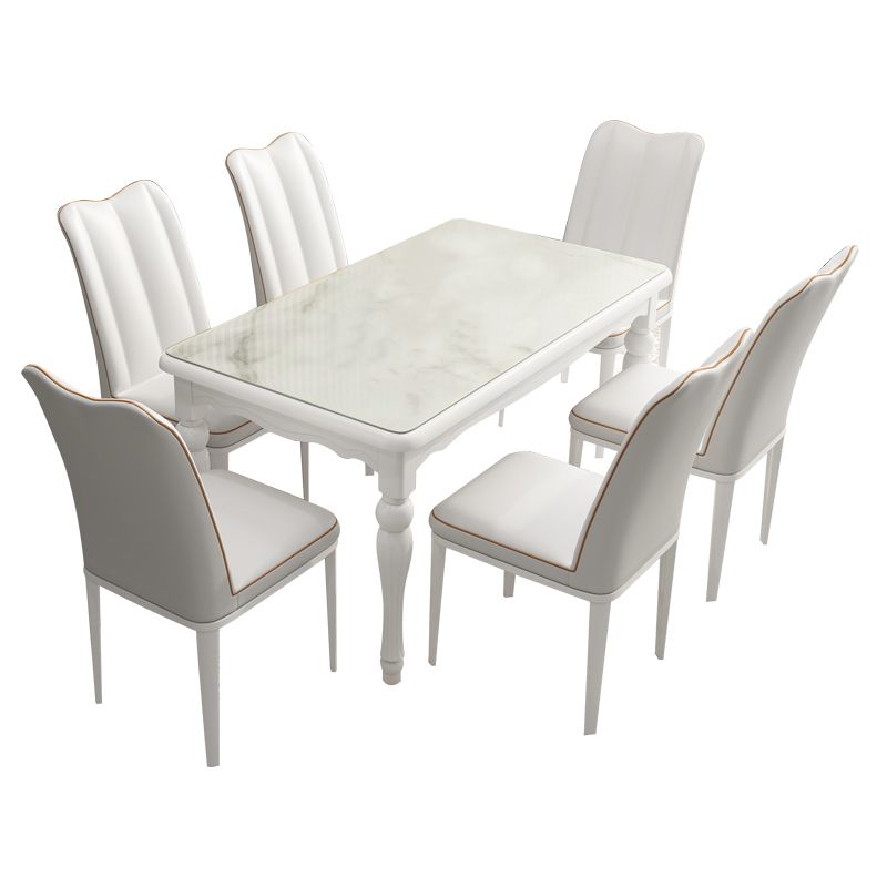 Traditional Solid Wood Top Dining Set with 4 White Solid Wood Legs for Dining Furniture