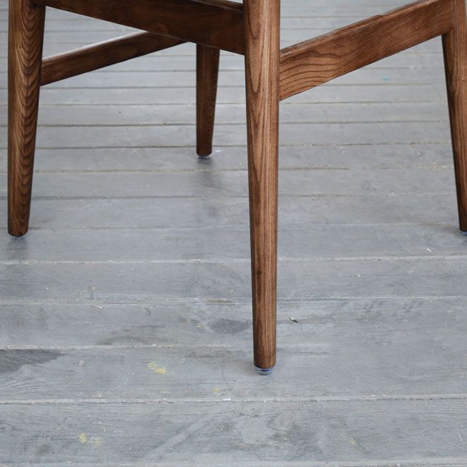 Sillas de comedor sin brazos para interiores, sillas laterales de ratán con patas de madera (juego de 2)