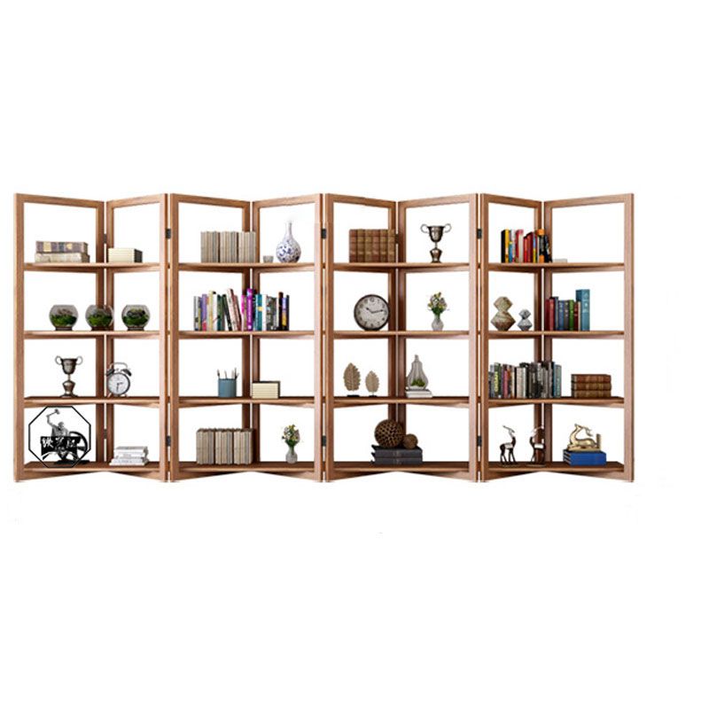 Open Back Folding Bookshelf Wood Contemporary Bookcase for Home