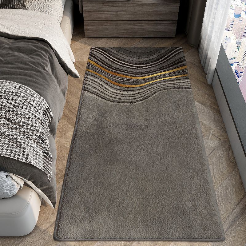 Grey Modern Area Rug Polyester Geometric Pattern Area Carpet Stain Resistant Rug for Bedroom