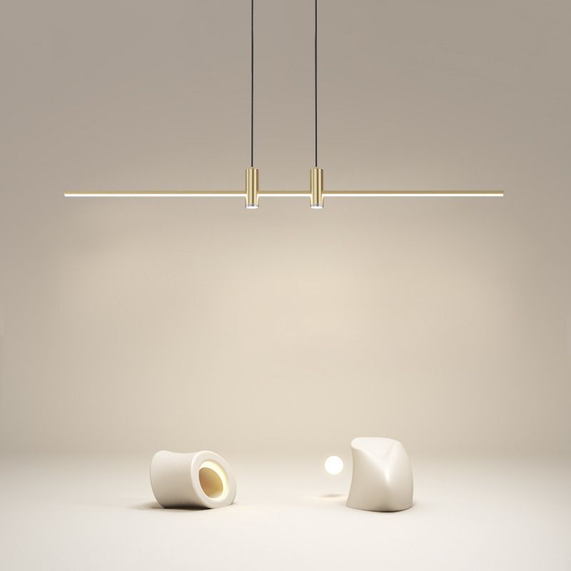 Modern Linear Island Light Fixtures 1-Light Restaurant LED Hanging Lamp with Spotlight