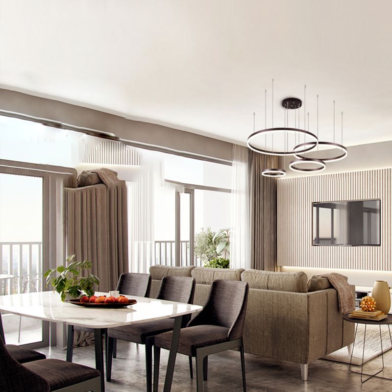 Múltiples anillos accesorios de iluminación de lámparas de araña de araña modernas para comedor