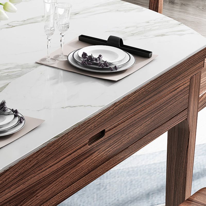 Contemporary Dining Set 1/7 Pcs Standard Height Dining Sets with Self Storing Leaves