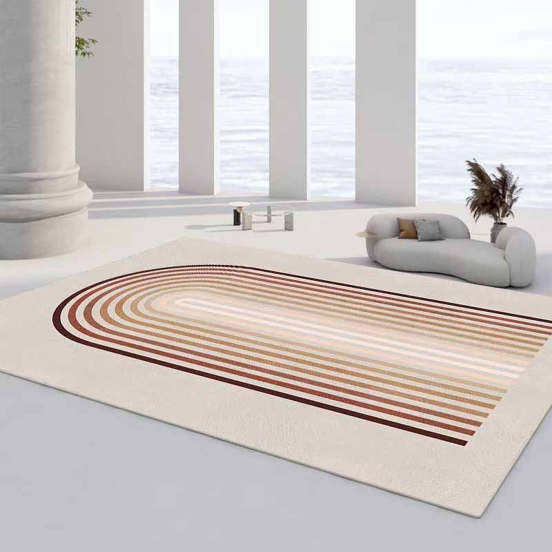 Artistic Area Carpet Modern Stripe Print Carpet Washable Polyster Rug with Non-Slip Backing
