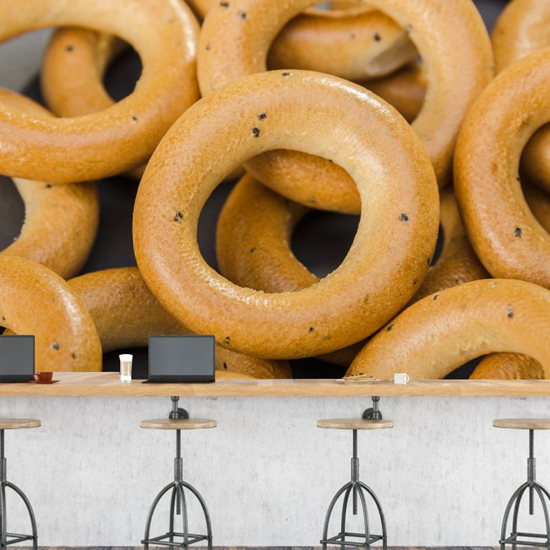Sweet Bagels Dessert Mural Commercial Use Contemporary Dessert Shop for Decoration