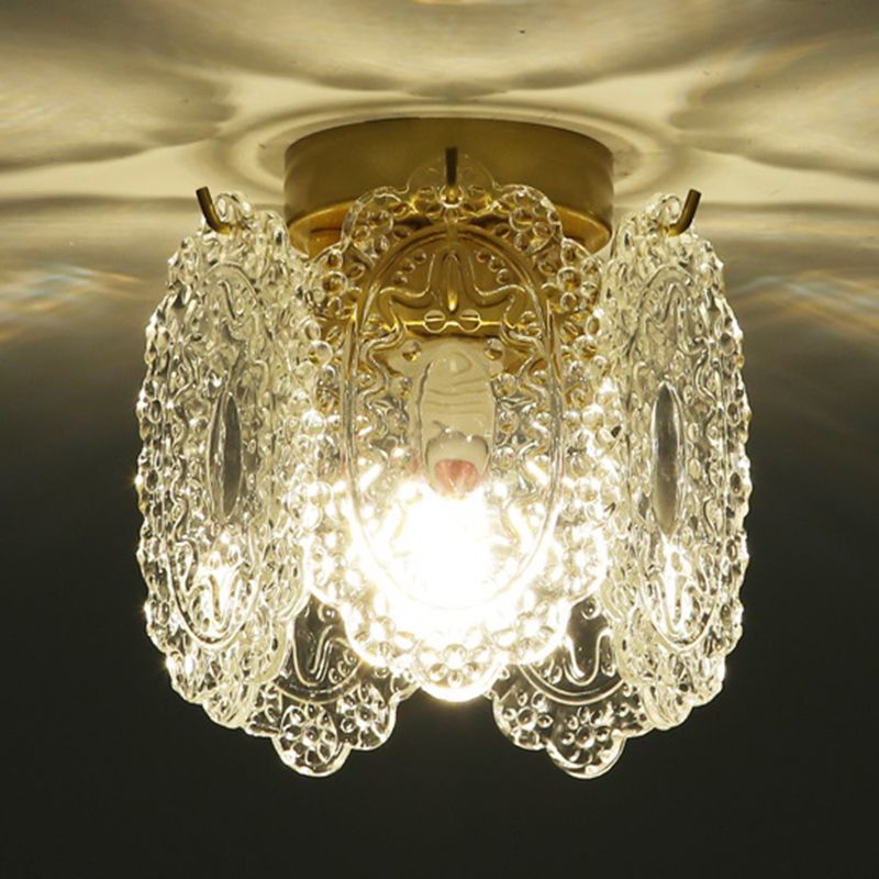 Modern Flush Mount Light Simple Flush Mount Ceiling Light Fixture with Glass Shade