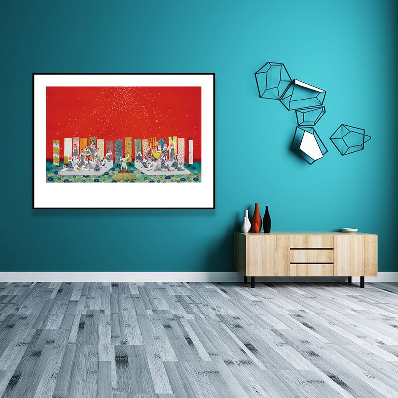 Strukturierte Leinwandkunst mit Cartoon-Motiv „Women's Hobbies“ in dunkler Farbe für das Wohnzimmer