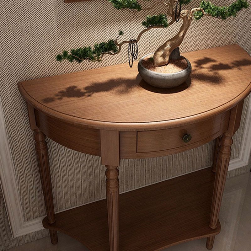 Mid Century Modern Accent Table Half Moon Wooden Console Table