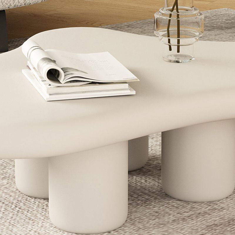 White Wood Coffee Table Free-Form Modern No Distressing Coffee Table