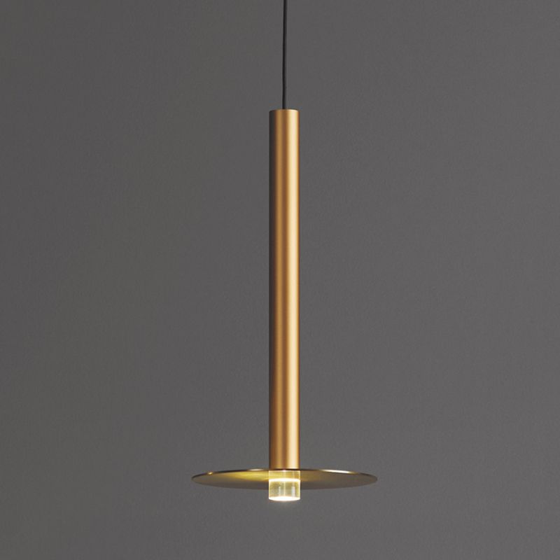 Gold Tube Hanging Pendant Light Minimalist-Style LED Metal Ceiling Pendant Light