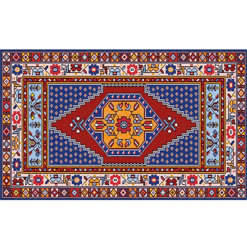 Bohemian Multicolor Rug Tribal Totem Polyester Carpet Stain Resistant Area Rug for Living Room
