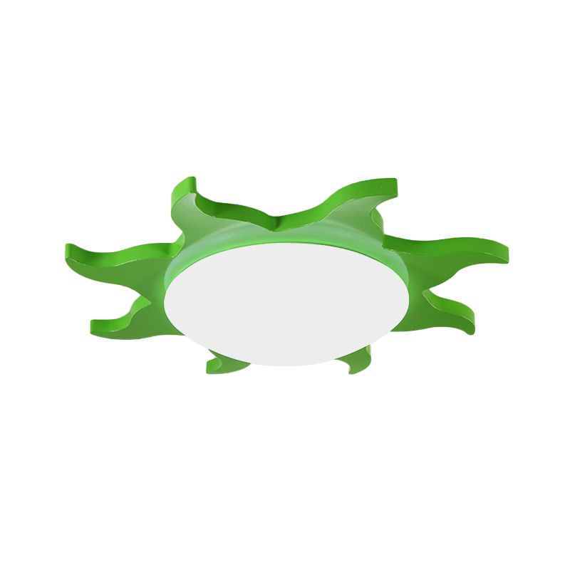 Luz de techo empotrada en forma de sol, luz de techo acrílica de madera de dibujos animados para jardín de infantes