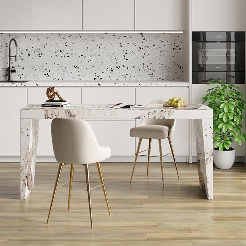 Modern Style Rectangle Bar Table Stone Fixed Bistro Bar Desk for Living Room