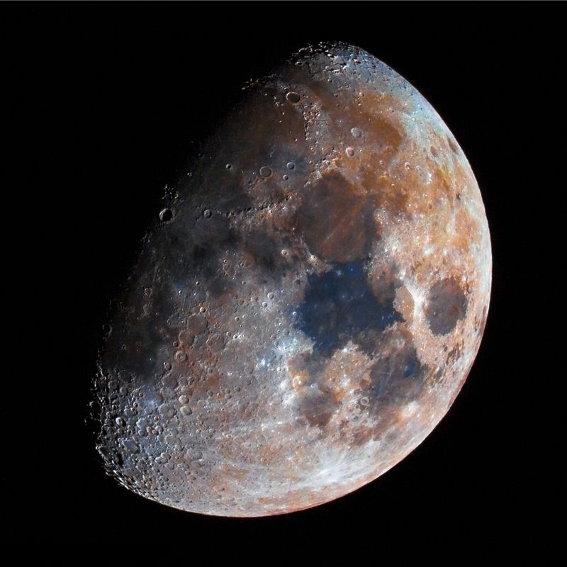 Modern Waxing Gibbous Moon Mural Black-Grey Kids Bedroom Wall Art, Made to Measure