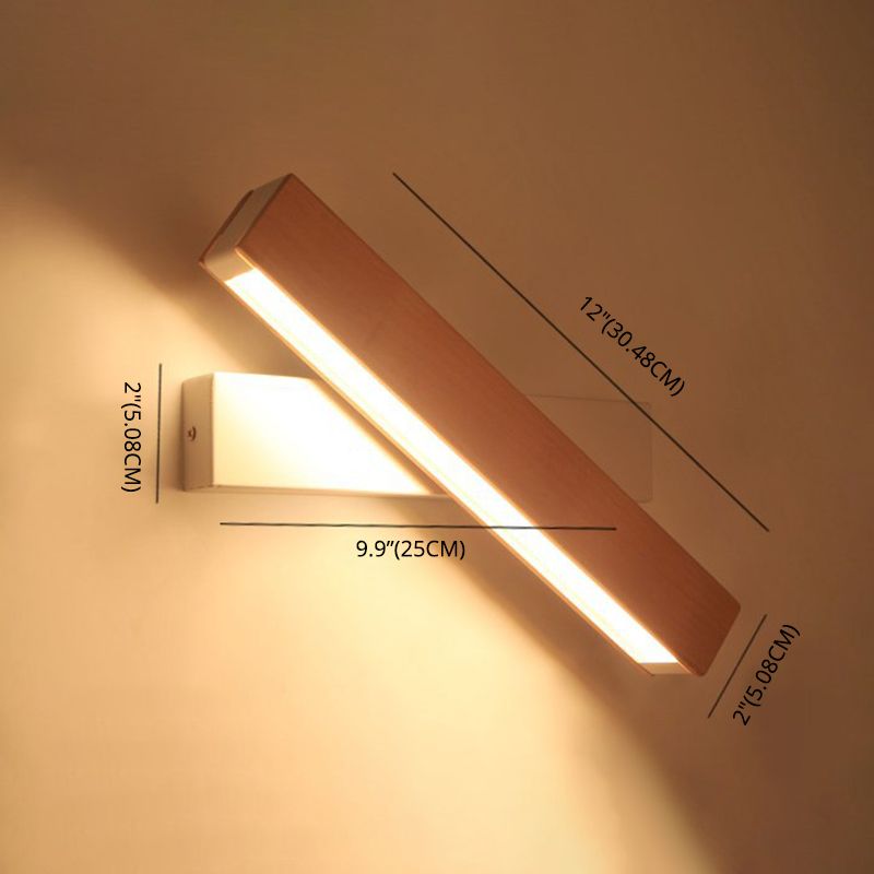 Lámpara de pared rectangular moderna madera de madera 1 apliques de luz