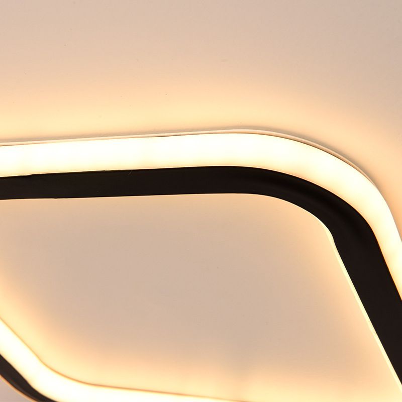 Modern Flush Light Black Metal e Acrylic Led Surface Mount Massimale Luci per Living Room