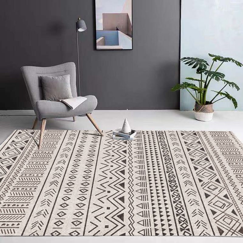 Bohemian Geometric Print Rug Polyester Indoor Carpet Non-Slip Backing Area Rug for Living Room