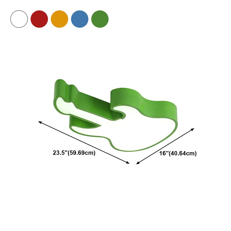 Guitar Flush Ceiling Light Kids Style Metal LED Kindergarten Ceiling Lighting