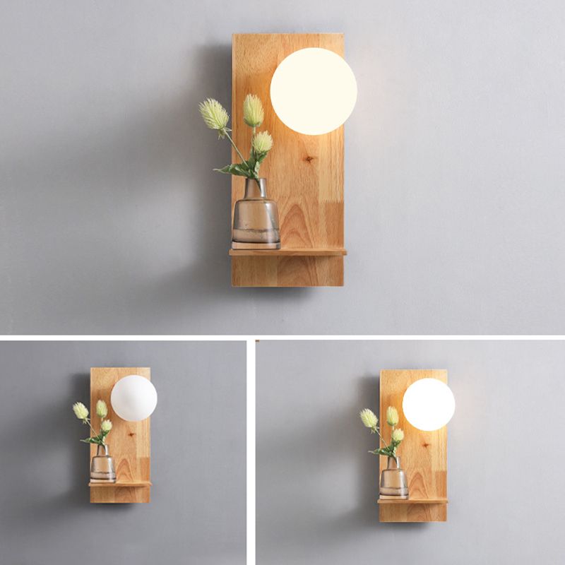 1 Light Wall Light Sconce Modern Wood Wall Light Fixture for Dining Room without plant