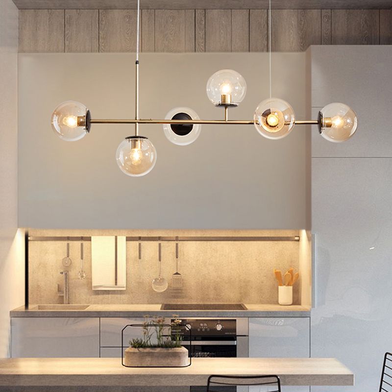 Contemporary Sphere Island Light Glass Island Lighting Fixtures for Kitchen