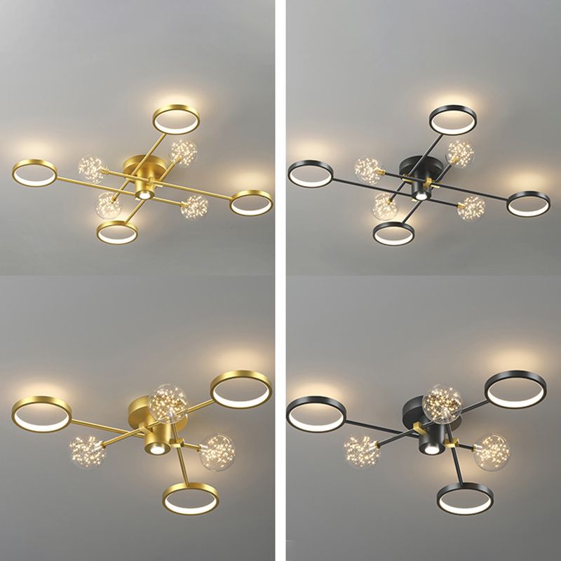 Lámpara de techo semiempotrada de metal Sputnik Iluminación LED de montaje semiempotrado de estilo minimalista