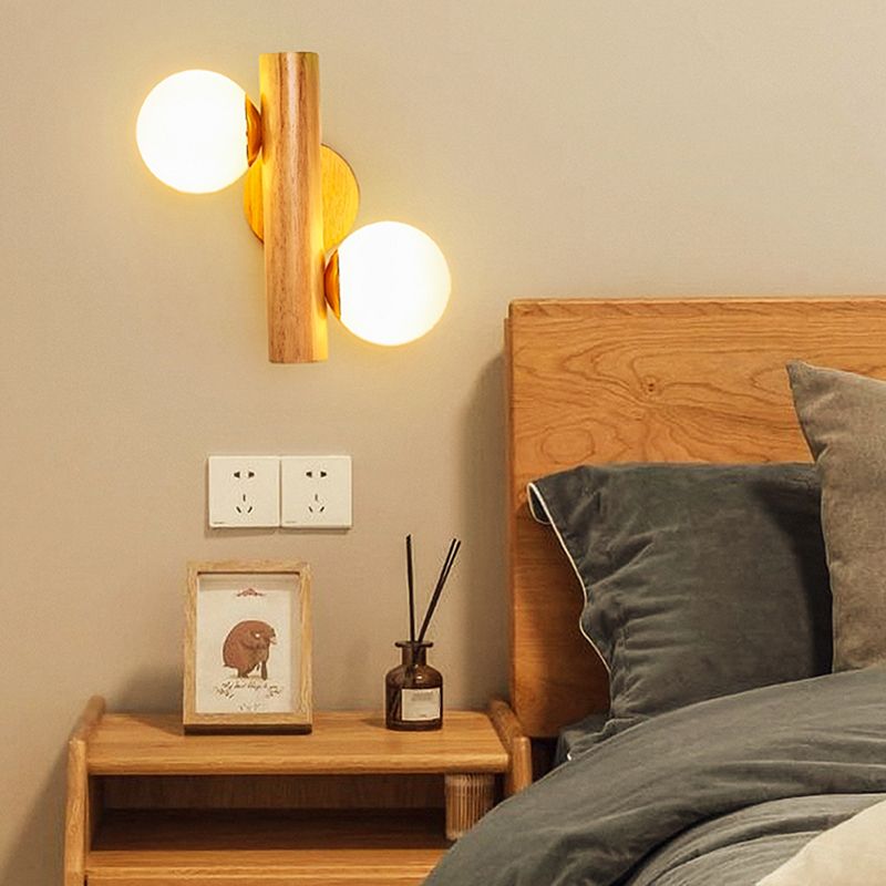 Nordic Style Wooden Vanity Light Ball Shape Vanity Lamp for Shower Room