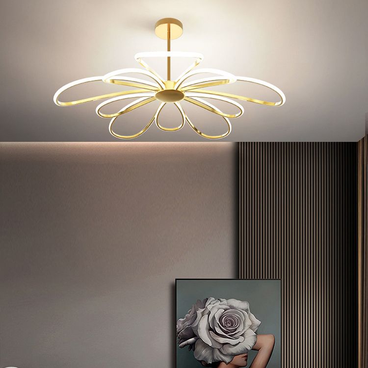 Lampadario a sospensione di metallo floreale a pendente a LED a LED per soggiorno per soggiorno