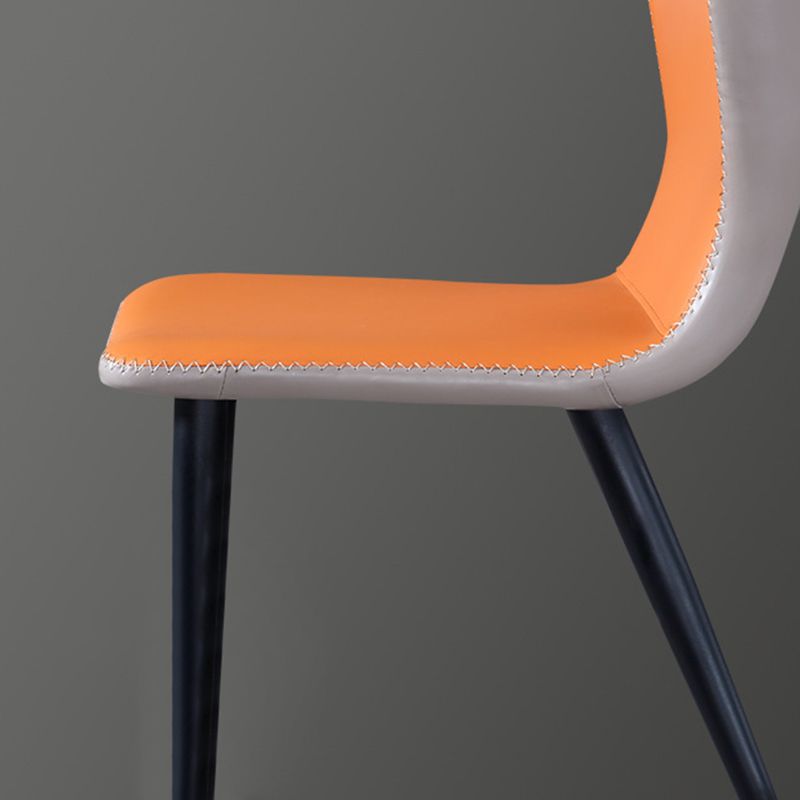 Industrial Solid Back Chairs Armless Side Chairs with Metal Legs for Home Use