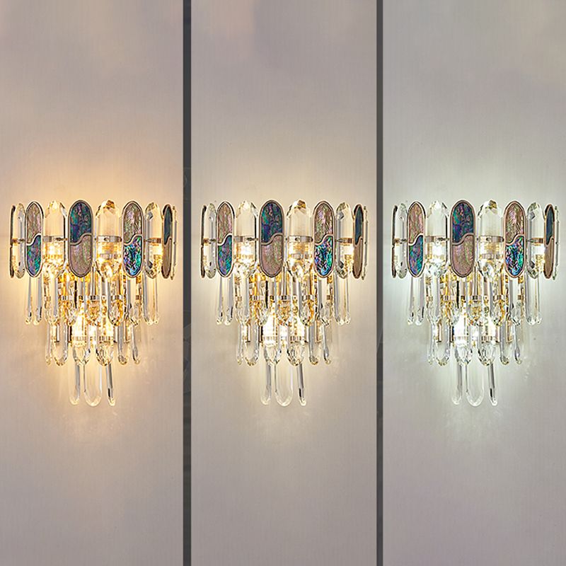 Modern Style Layered Wall Light Crystal 3 Lights Sconces for Bedroom