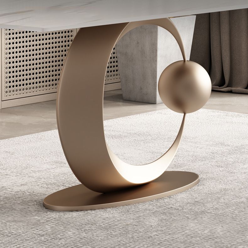 Glam Sintered Stone Dining Set Rectangle 1/3/4/6/7 Pieces Dining Set with Pedestal Base