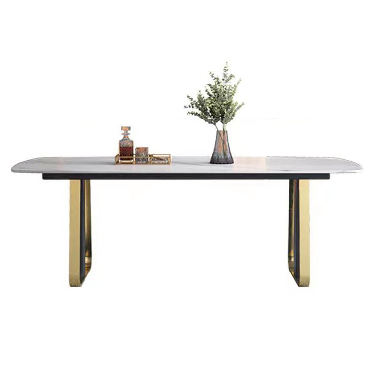 Mesa de comedor de piedra sinterizada de lujo Mesa de cocina rectangular con pedestal doble