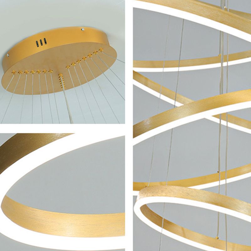 Living Room LED Chandelier Pendant Light Simplicity Chandelier Light Fixture with Circles Metal Shade