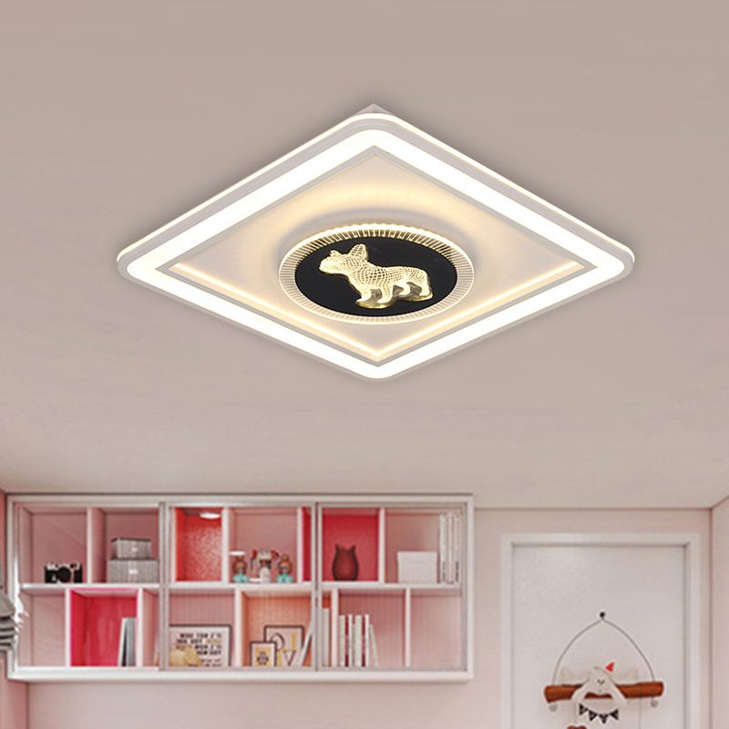 Lampada da incasso quadrata/rotonda Lampada da incasso a LED in acrilico nordico per camera da letto con motivo animale in bianco e nero