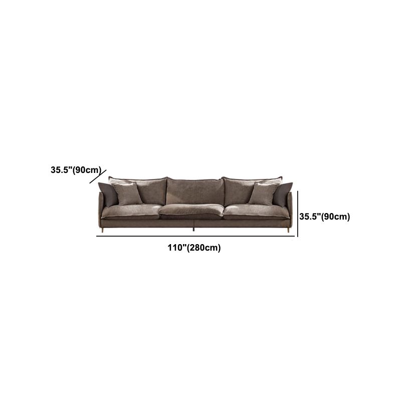 Linen Square Arm Sofa & Chaise with Reversible Modern Cushions Loose Back Sofa