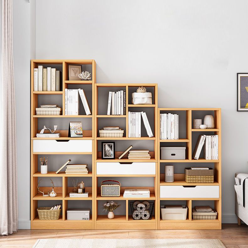 Manufactured Wood Standard Bookshelf Vertical Open Bookcase with Drawer