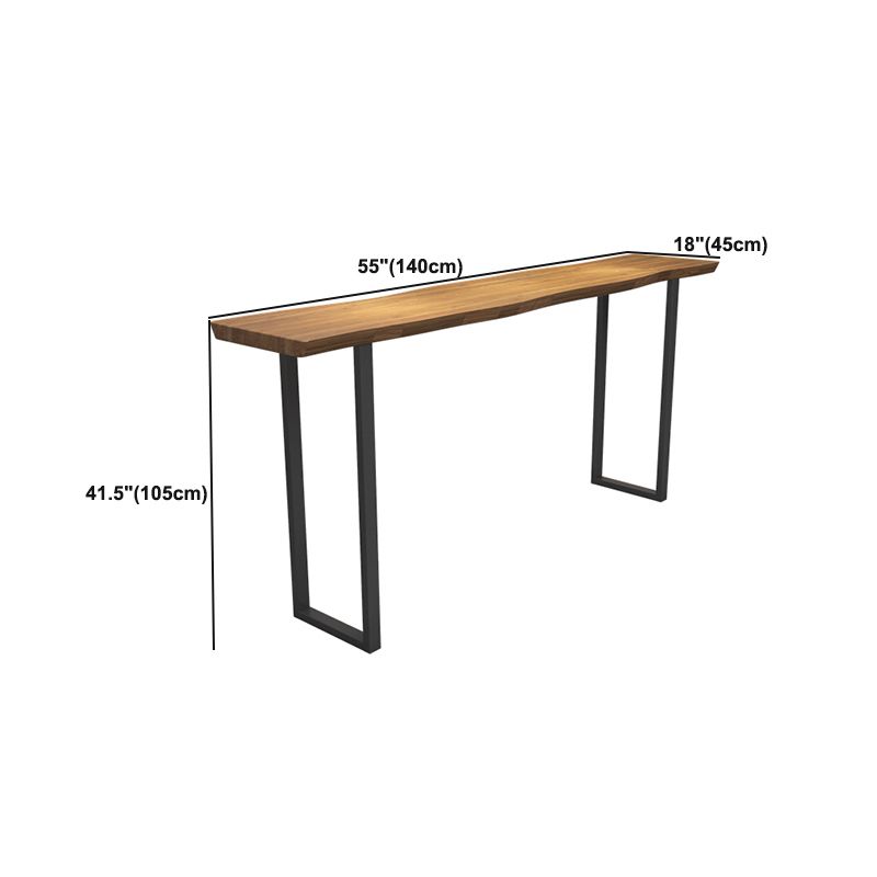 Specialty Solid Wood Bar Table Industrial Brown Pub Bar Table with Sled Base