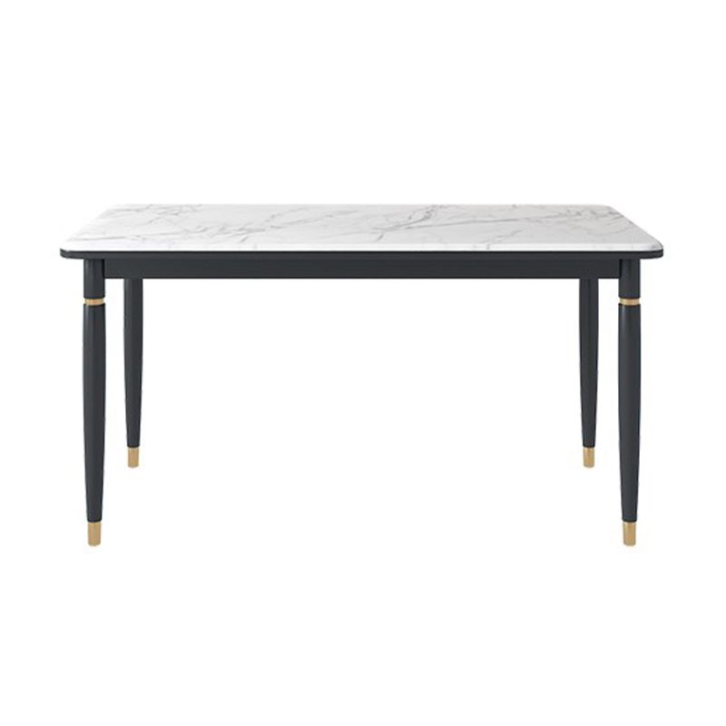 Sintered Stone Dining Table Traditional Luxury White Top Table with 4 Legs