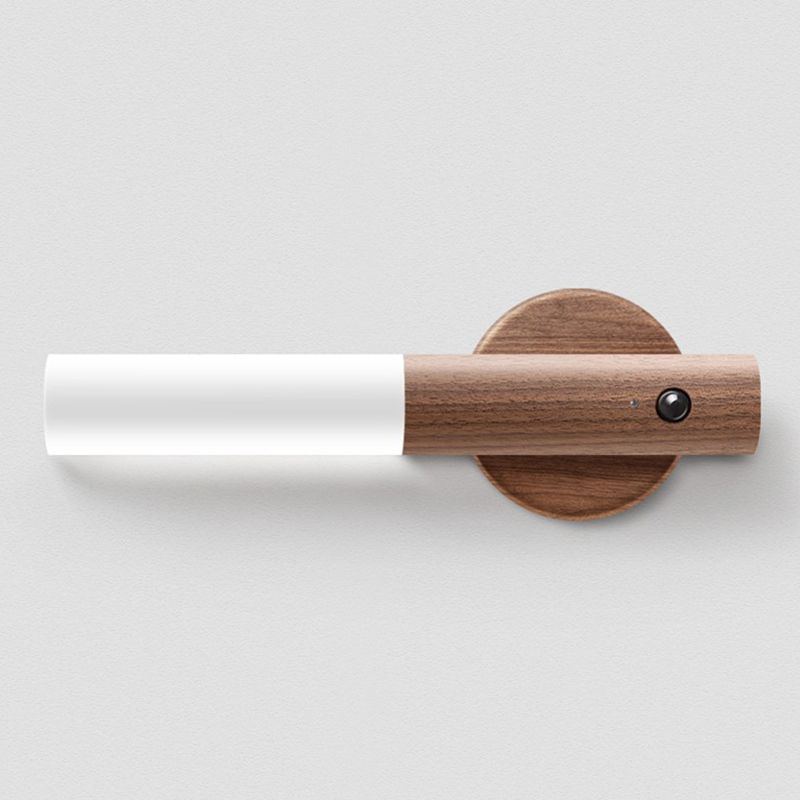 Wood Cylinder Wall Sconce Lighting Modern Style 1 Light Wall Lamps