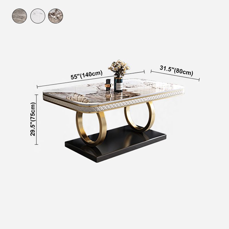 Rectangle Table Traditional Luxury Dinner Room Furniture with Metal Base