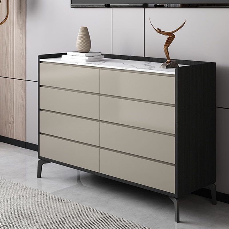 Contemporary Engineered Wood Chest Bedroom Storage Chest in Gray with Drawers